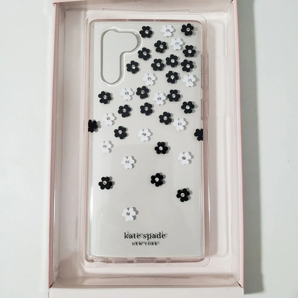 Kate Spade Phone Case Samsung Galaxy Note 10 Clear Black White‎ Floral Hardshell